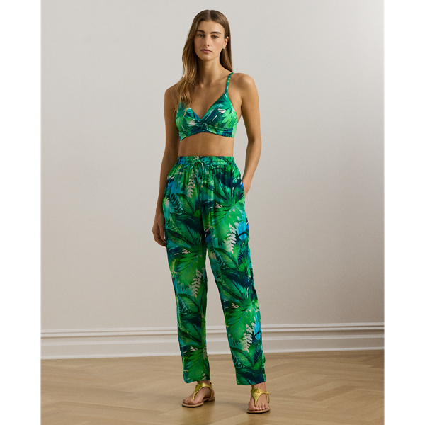 Shop Ralph Lauren Palm-frond-print Wide-leg Pant Cover-up In Multi