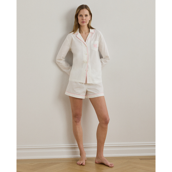 Ralph Lauren Cotton Herringbone Boxer Sleep Set In White