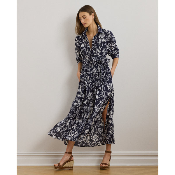 Ralph Lauren Floral Cotton Voile Shirtdress Cover-up In Multi