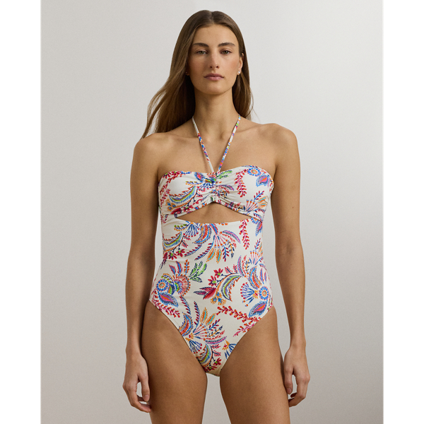 Ralph Lauren Floral Cutout Bandeau One-piece