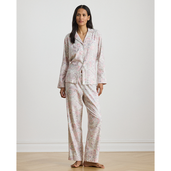 Ralph Lauren Paisley Cotton-blend Twill Sleep Set In Pink