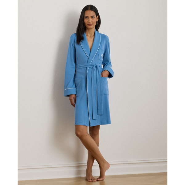 Ralph Lauren Quilted Shawl-collar Robe In Blue