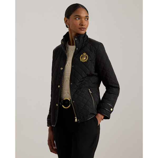 Ralph Lauren Crest-patch Quilted Funnelneck Jacket In Multi