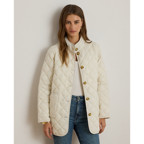 Ralph Lauren Diamond-quilted Mockneck Jacket In White