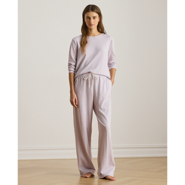 Ralph Lauren Cotton Jacquard Crewneck Pajama Set In Purple