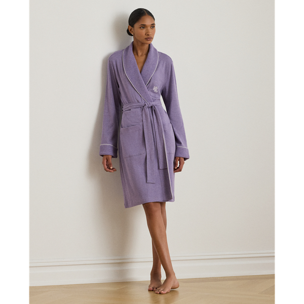 Ralph Lauren Quilted Shawl-collar Robe In Purple