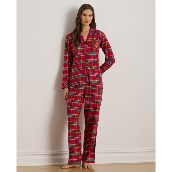 Ralph Lauren Plaid Brushed Twill Sleep Set In Red
