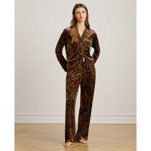 Ralph Lauren Paisley Velvet Sleep Set In Multi