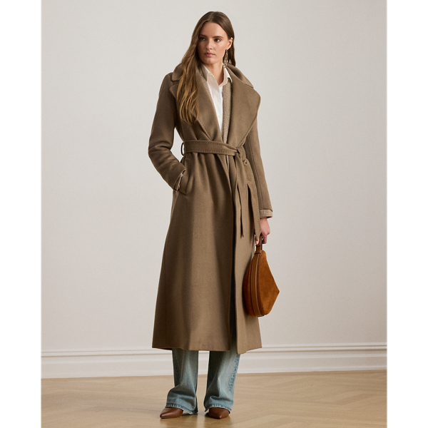 Ralph Lauren Wool-blend Wrap Maxicoat In Brown