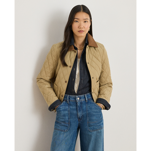 Ralph Lauren Twill-trim Diamond-quilted Barn Jacket In Brown