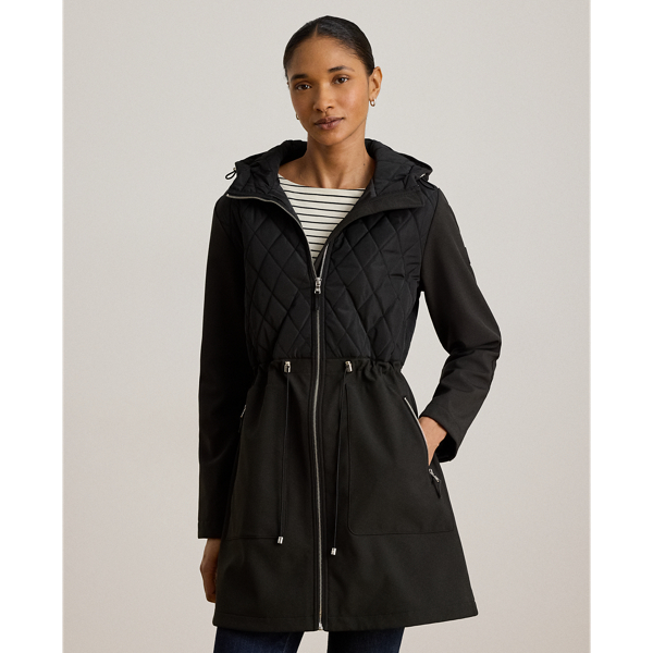 Hooded Diamond-Quilted Mockneck Jacket