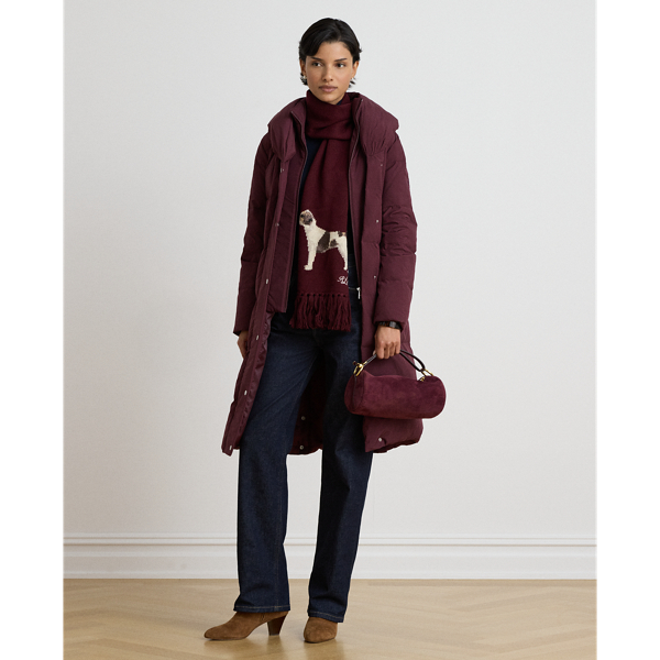 Oversize-Collar Quilted Down Coat
