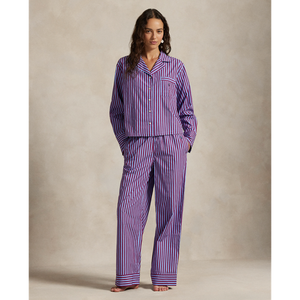 Ralph Lauren Long-sleeve Poplin Pajama Set In Purple