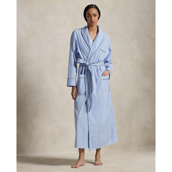 Polo Ralph Lauren Heritage Stripe Cotton Blend Robe In Wide Stripes