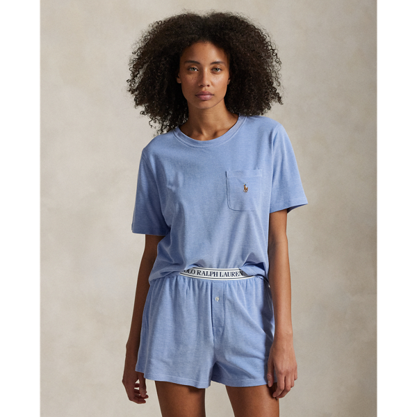 Polo Ralph Lauren Knit Tee & Boxer Short Pajama Set In Ultramarine