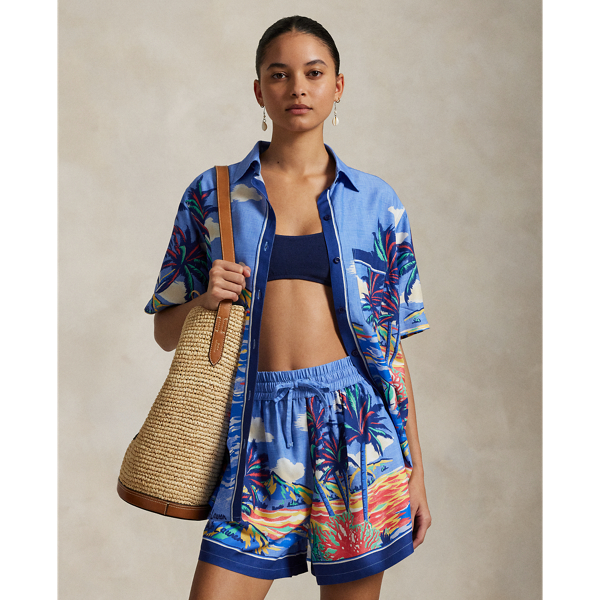 Polo Ralph Lauren Graphic Shirt & Short Cover-up Set In Multi