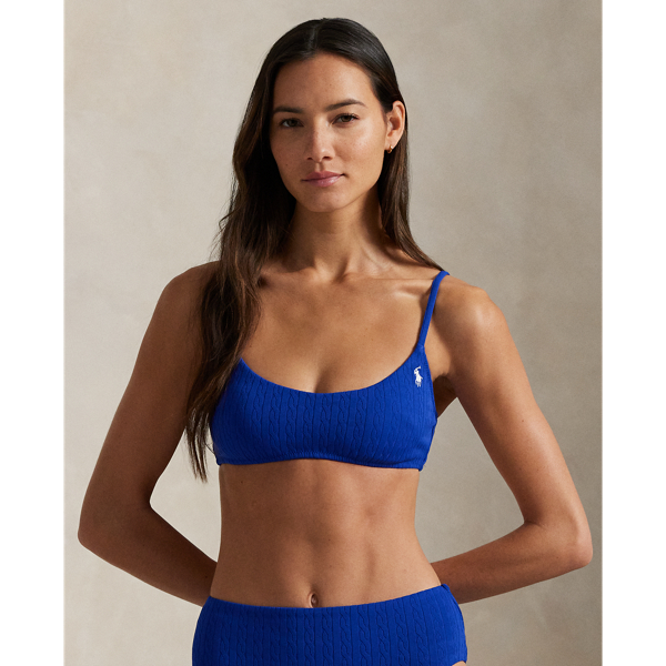 Polo Ralph Lauren Cable-motif Bralette Bikini Top In Ultramarine