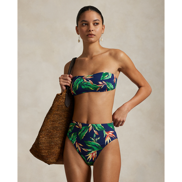 Polo Ralph Lauren Tropical-print Bandeau Bikini Top In Multi