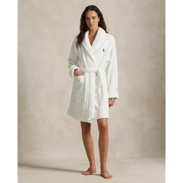Ralph Lauren Plaid Cotton Flannel Robe In White