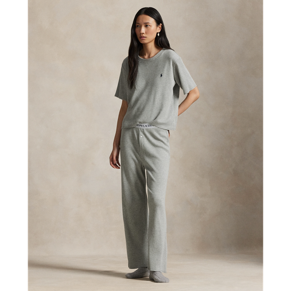 Ralph Lauren Waffle-knit Pajama Set In Gray