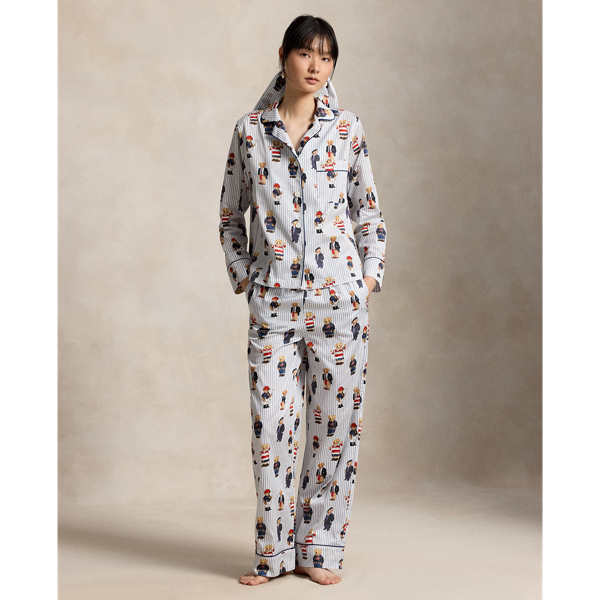 Polo Bear Cotton Sateen Pyjama Set