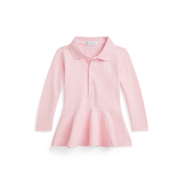 Ralph Lauren Cotton Mesh Peplum Polo Shirt In Pink