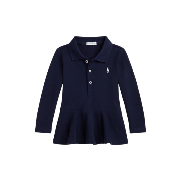 Ralph Lauren Cotton Mesh Peplum Polo Shirt In Blue