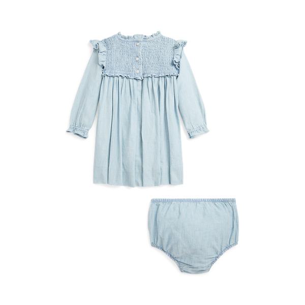 POLO RALPH LAUREN CHILDRENSWEAR】スモックド コットン シャンブレー  