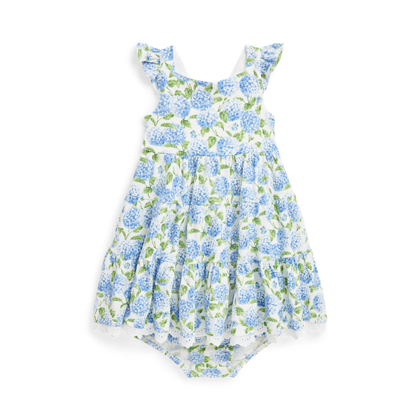 Polo Ralph Lauren Baby Floral Flutter-sleeve Dress In Mini Hydrangea