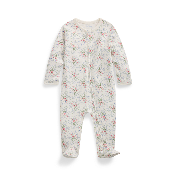 Polo Ralph Lauren Floral Cotton Interlock Footed Coverall In Kelley Floral