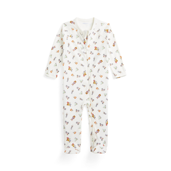Polo Ralph Lauren Polo Bear Cotton Footed Coverall In Nantucket Girl Bear