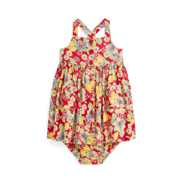 Polo Ralph Lauren Baby Floral Cotton Dress In Lemon Floral