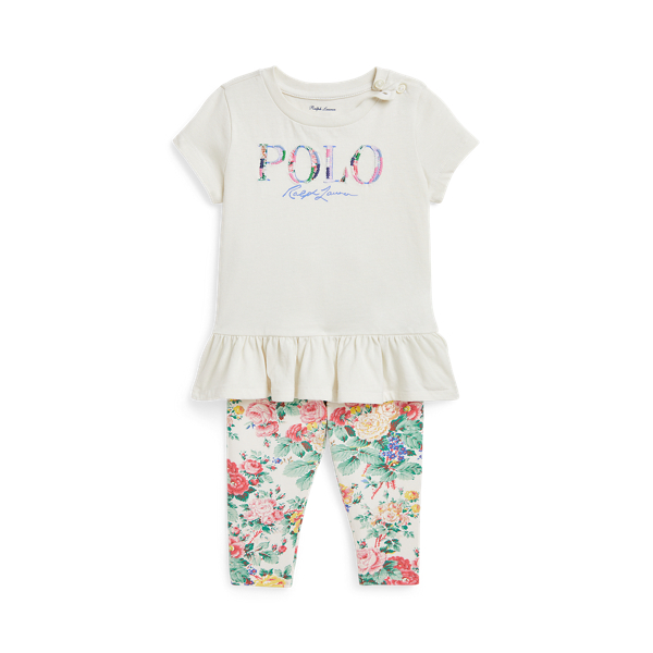 Polo Ralph Lauren Logo Jersey Tee & Floral Legging Set In Nevis Floral