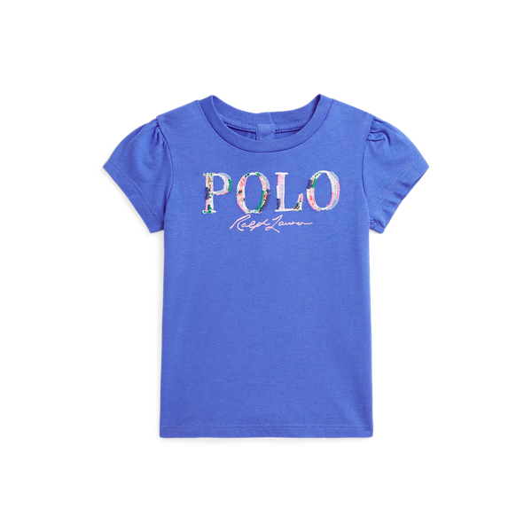 Ralph Lauren Floral-logo Cotton Jersey Tee In Scottsdale Blue