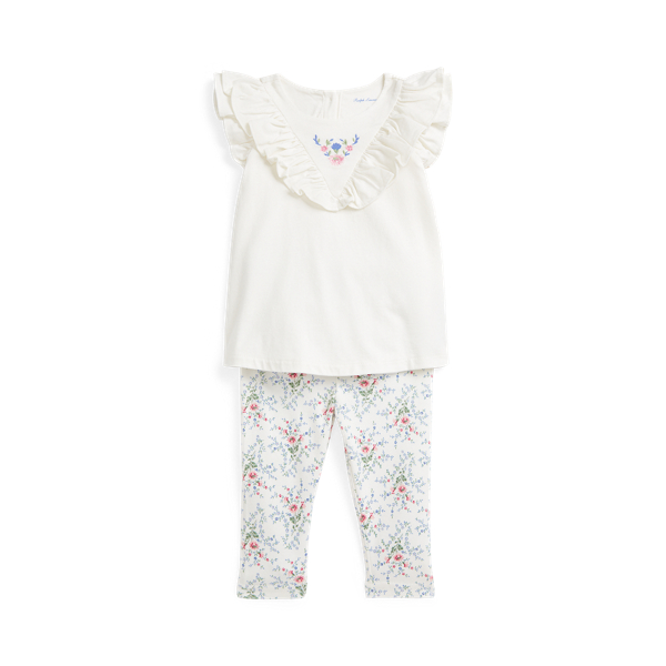 Polo Ralph Lauren Floral Cotton Top & Legging Set In Nevis