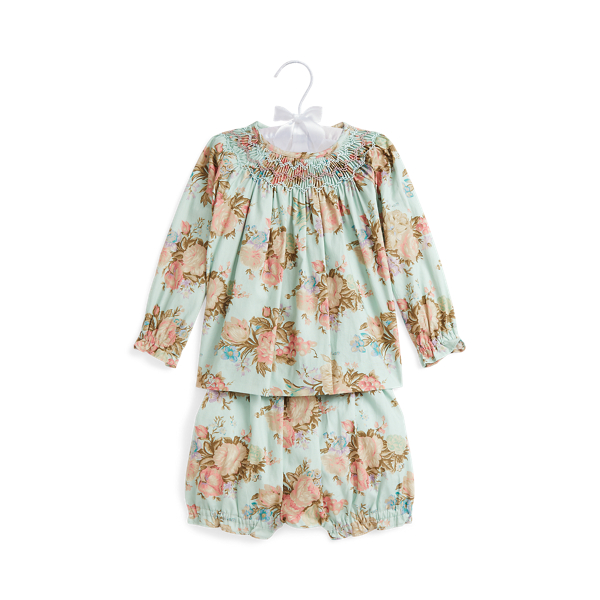 Polo Ralph Lauren Floral Smocked Cotton Top & Bloomer Set In Everette Lane Floral