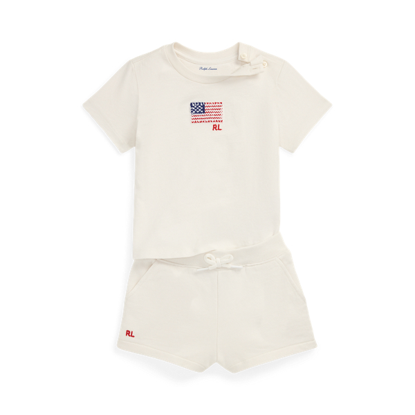 Ralph Lauren Flag Cotton Jersey Tee & Terry Short Set