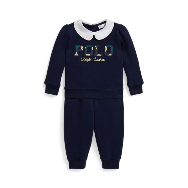 Ralph Lauren Argyle-logo Fleece Sweatshirt & Pant Set In Blue
