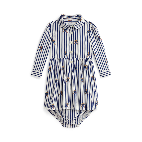 Ralph Lauren Polo Bear Cotton Shirtdress & Bloomer In Multi