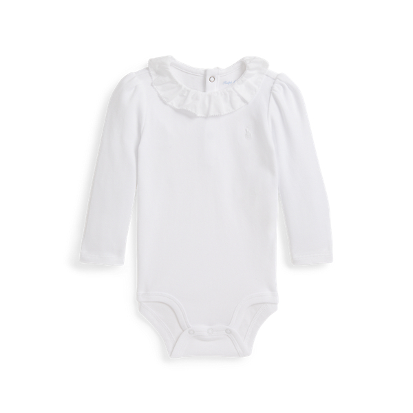 Ralph Lauren Ruffle-overlay Cotton Interlock Bodysuit In White