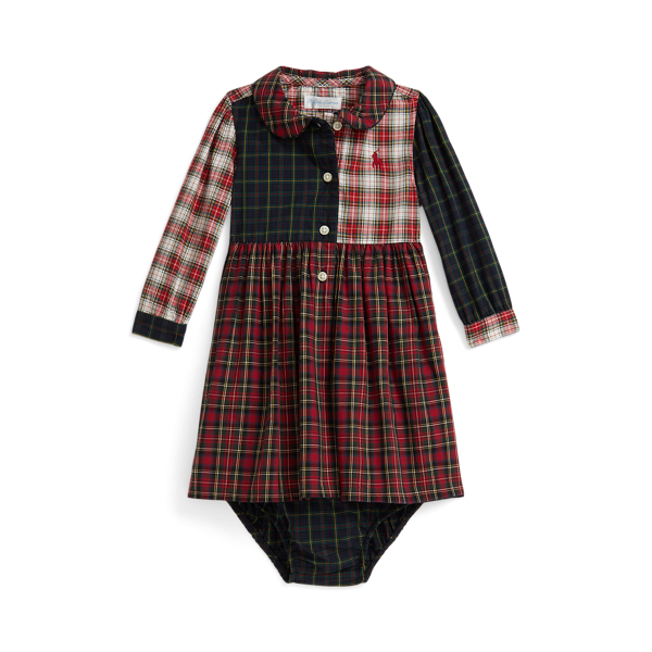 Ralph Lauren Plaid Cotton Poplin Shirtdress & Bloomer In Brown
