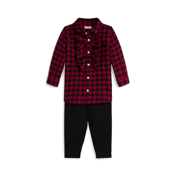 Ralph Lauren Plaid Twill Shirt & Jersey Legging Set In Multi
