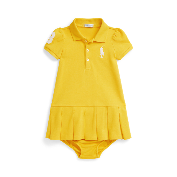 Ralph Lauren Stretch Mesh Polo Dress & Bloomer In Yellow