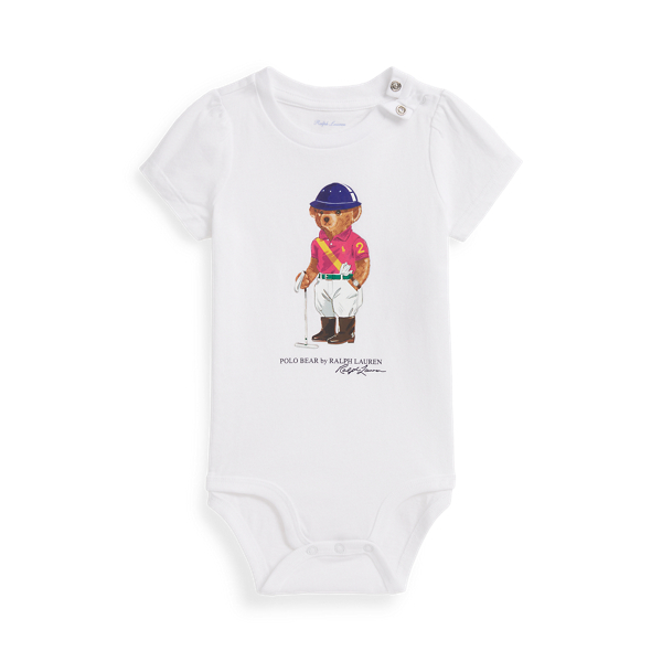 Ralph Lauren Polo Bear Cotton Jersey Bodysuit In White