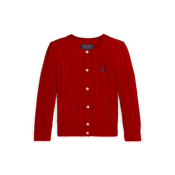 Polo Ralph Lauren Big Girls Mini-cable Cotton Cardigan In Rl 2000 Red