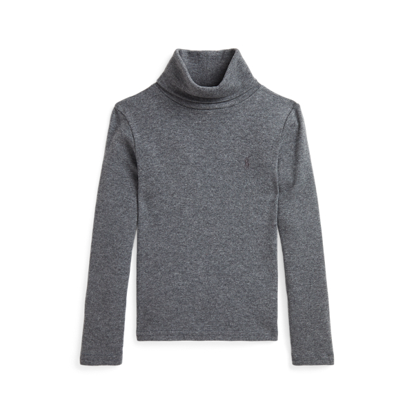 Polo Ralph Lauren Ribbed Cotton-modal Turtleneck In Med Flannel Heather
