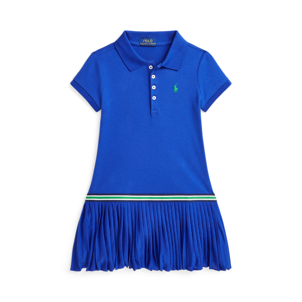 Polo Ralph Lauren Pleated Stretch Mesh Polo Dress In Cruise Royal