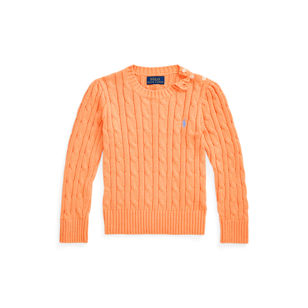 Polo Ralph Lauren Cable-knit Cotton Sweater In Poppy/harbor Island Blue