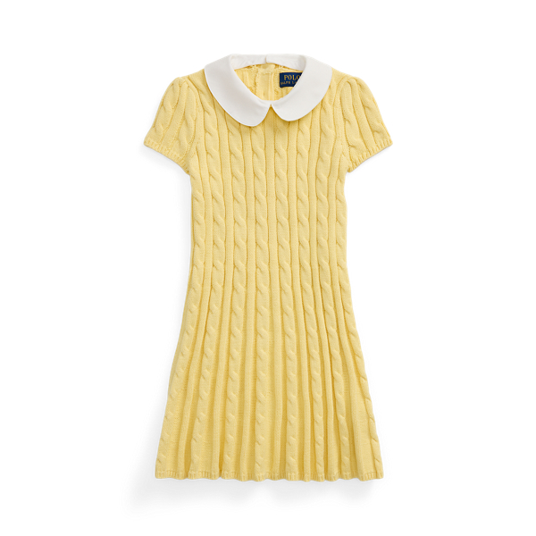 Polo Ralph Lauren Cable-knit Cotton Sweater Dress In Banana Peel