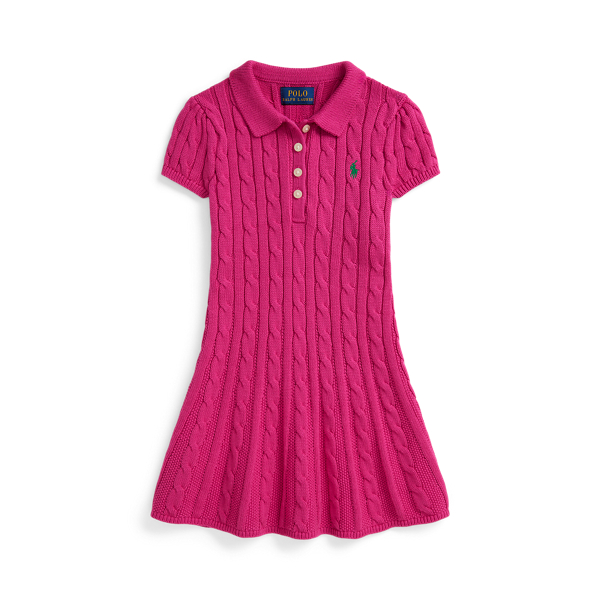Polo Ralph Lauren Ralph Lauren Cable-knit Cotton Polo Sweater Dress In Pink